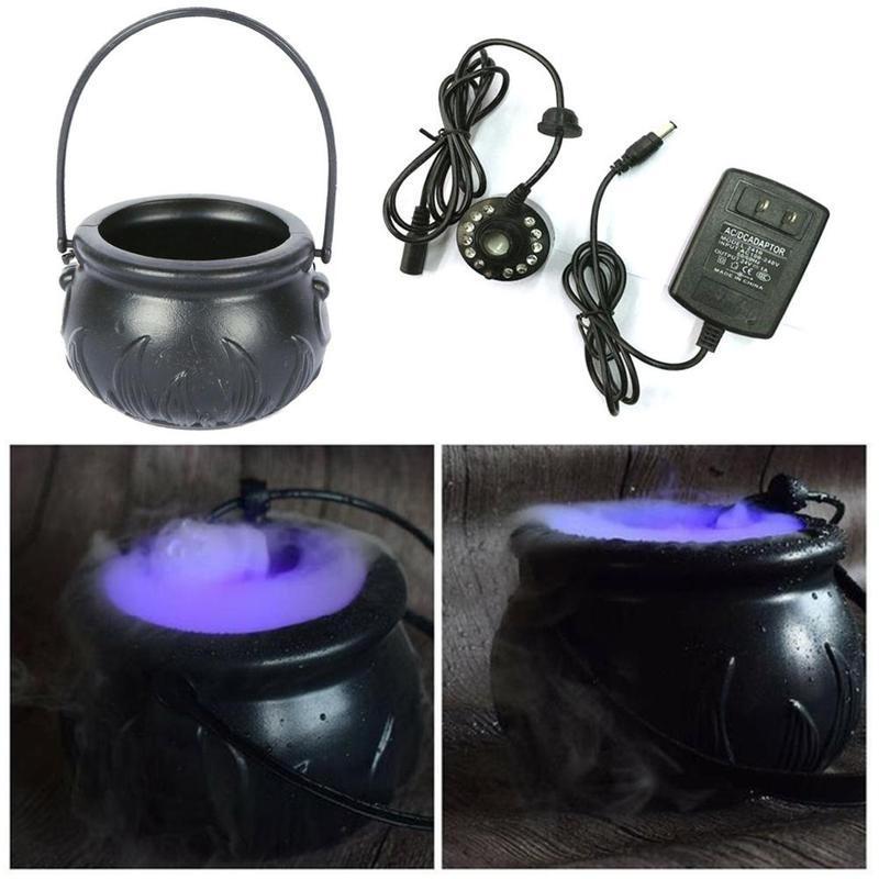 Halloween Witch Cauldron Smoke Machine | LED Color-Changing Humidifier Decor