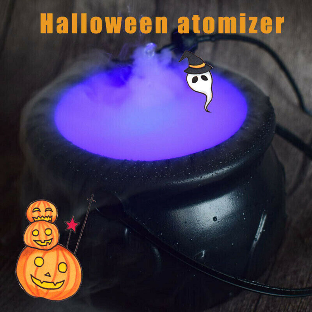 Halloween Witch Cauldron Smoke Machine | LED Color-Changing Humidifier Decor