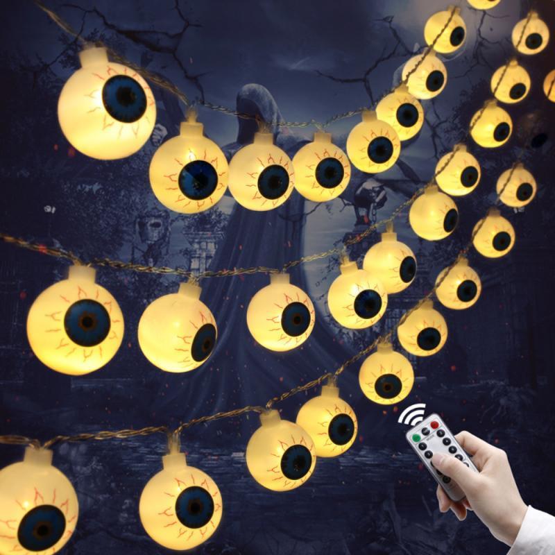 Halloween LED Eyeball String Lights | 10Pcs Ghost Eye Party Decorations