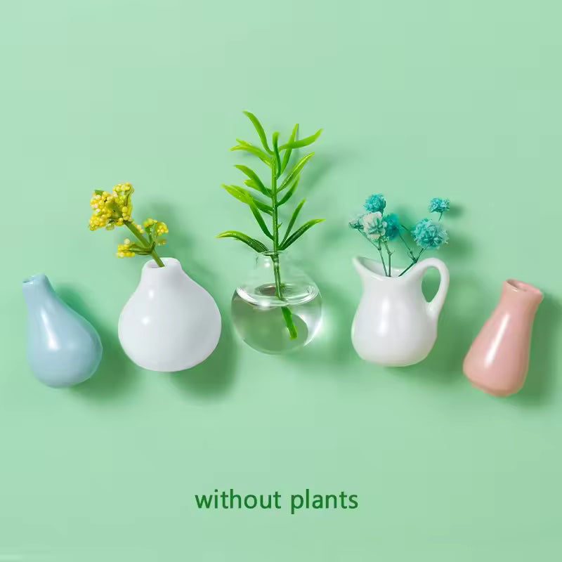 Cute Plant Ceramic Vase Fridge Magnets