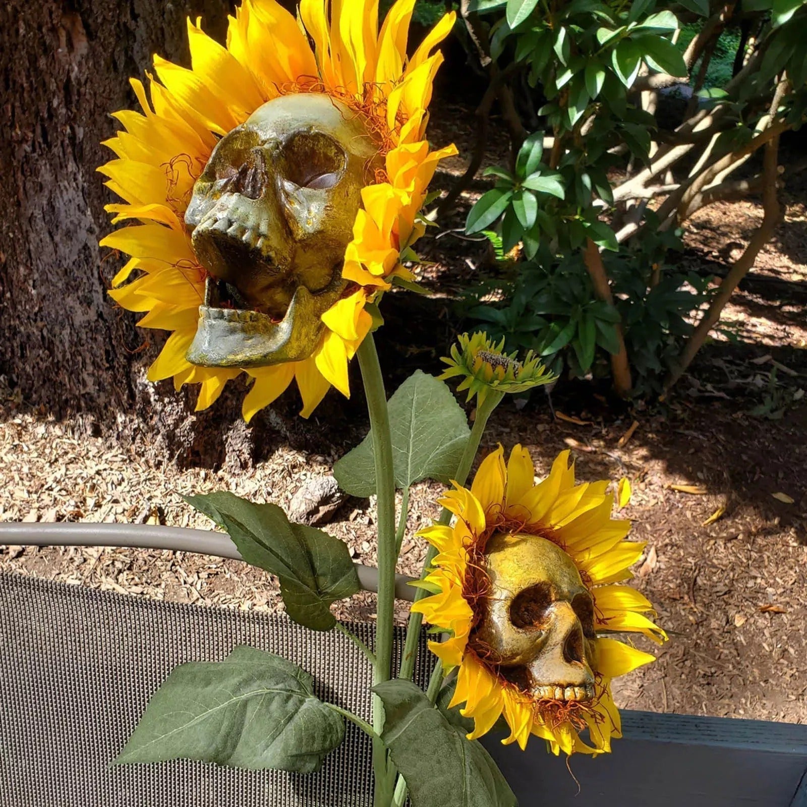 HALLOWEEN DECOR SKULL SUNFLOWERS