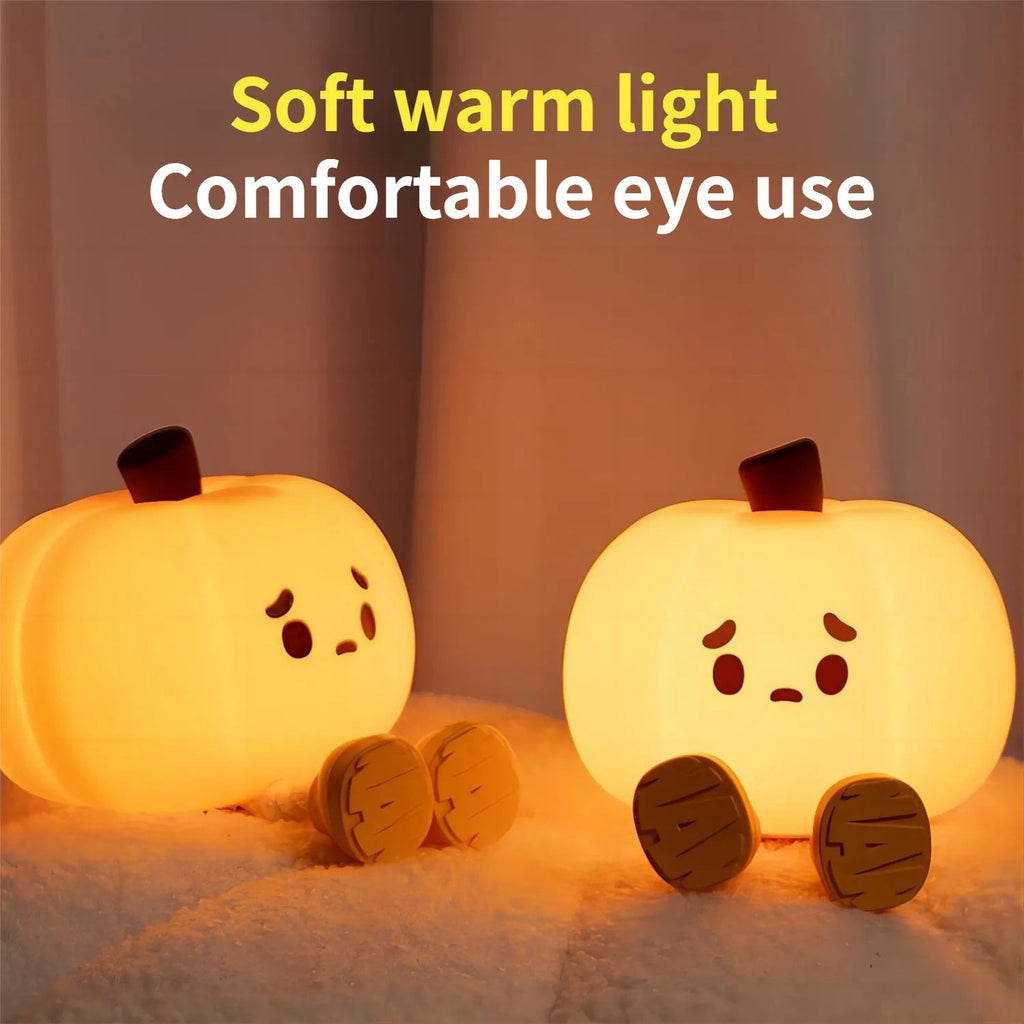 Halloween Pumpkin Night Light | Cute Silicone Dimmable Bedside Lamp & Home Decor