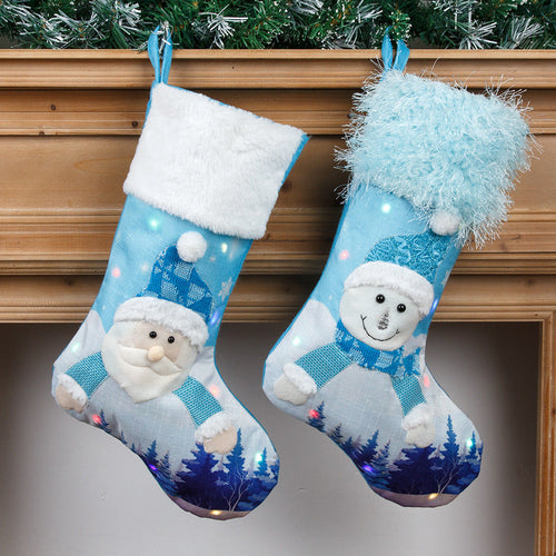 Christmas Stockings with Lights | Large Glowing Gift & Candy Bag Decoration
