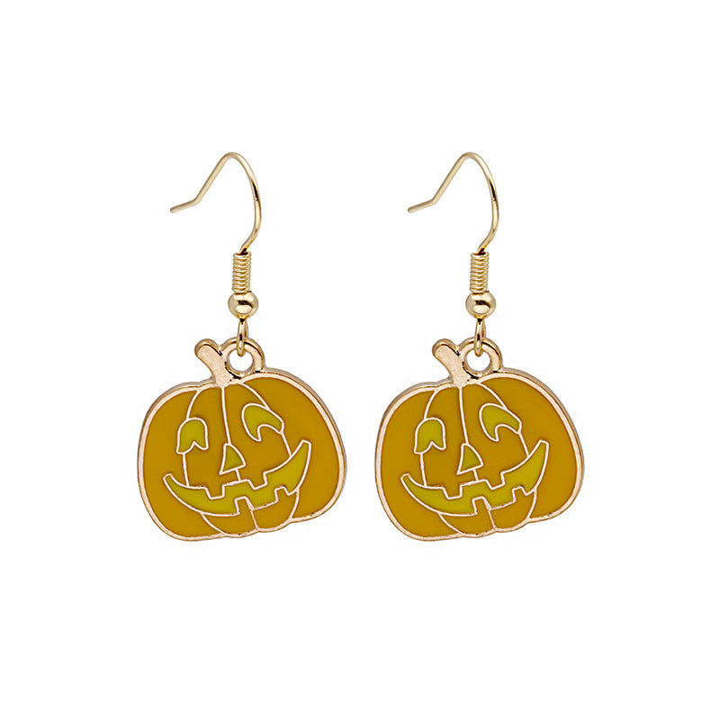 Halloween Pumpkin Earrings | Cute Spooky Oil Drip Alloy Jewelry